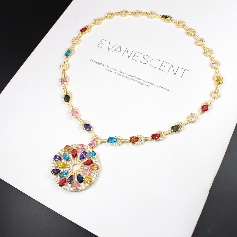 Evanescent Multicolor Crystal Statement Necklace