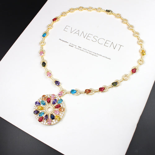 Evanescent Multicolor Crystal Statement Necklace