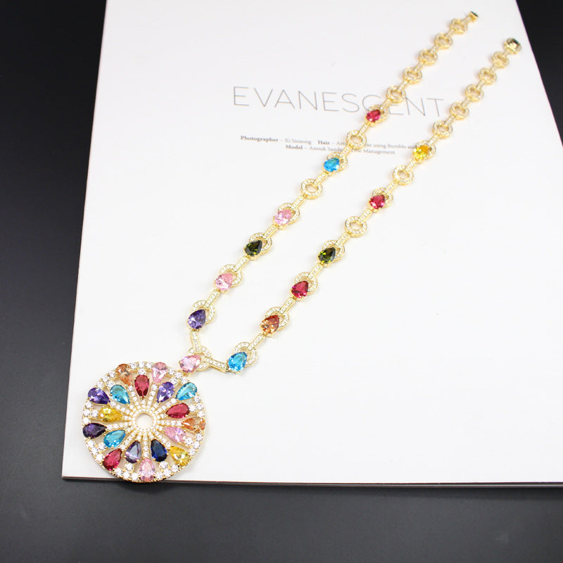 Evanescent Multicolor Crystal Statement Necklace