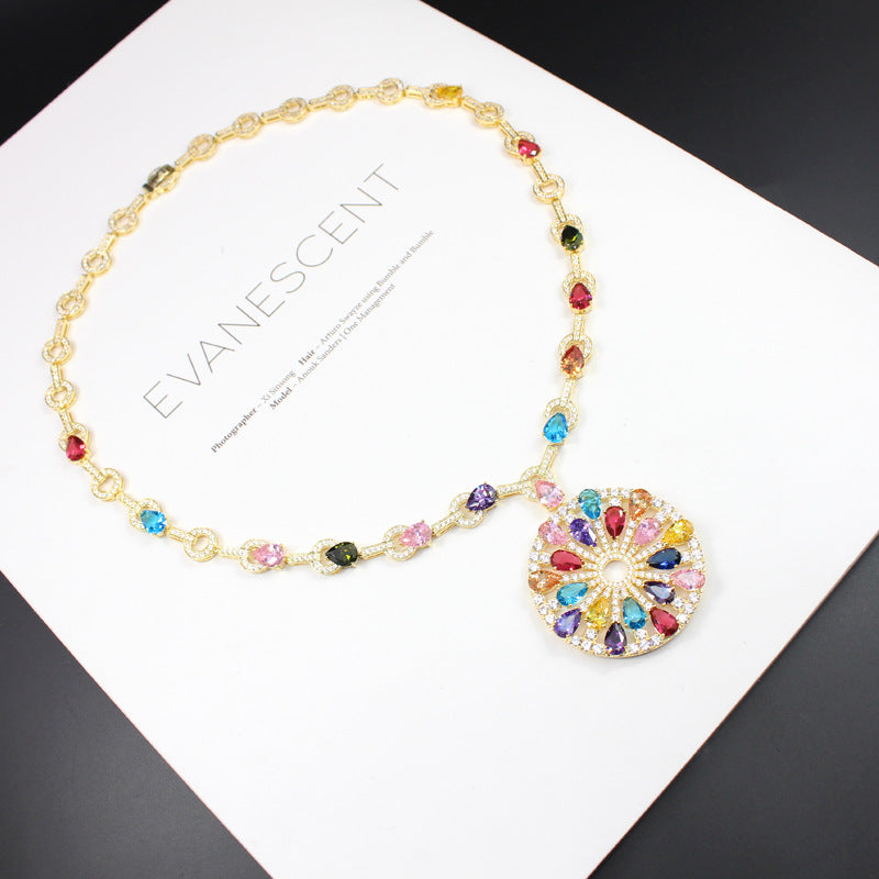 Evanescent Multicolor Crystal Statement Necklace