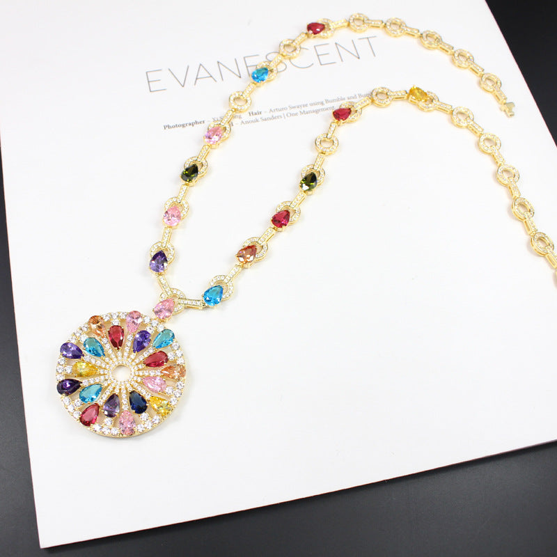 Evanescent Multicolor Crystal Statement Necklace